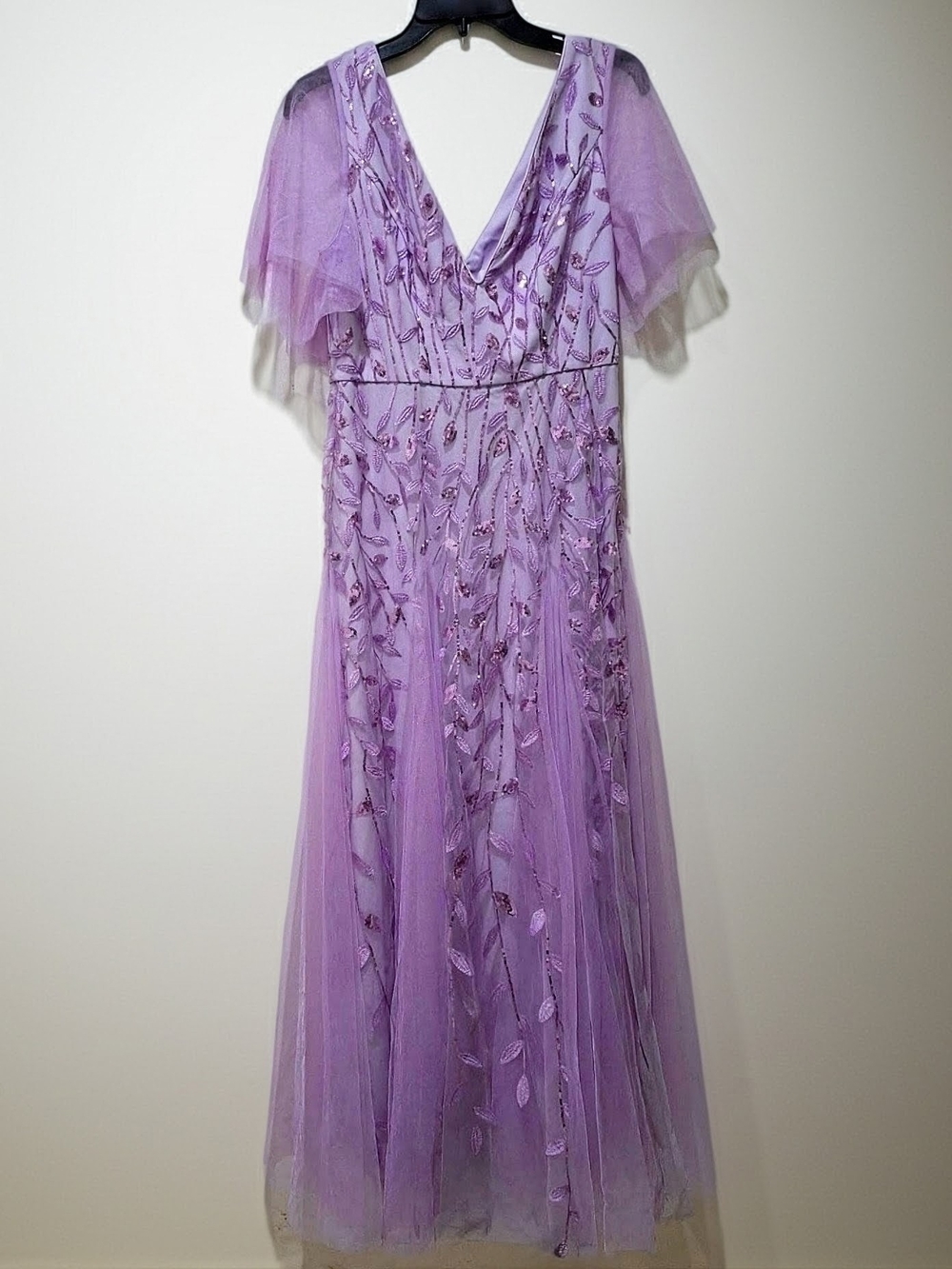 Lavender Sequin Tulle Bridesmaid Maxi Dress • New Never Worn • Ever-Pretty US 8